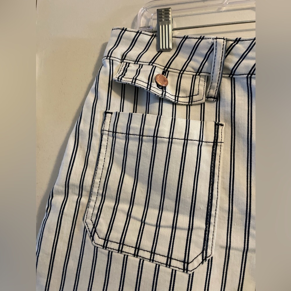 Judy Blue Navy White Striped High Waist Denim Short Rose Gold Buttons Size 1X - Picture 5 of 16